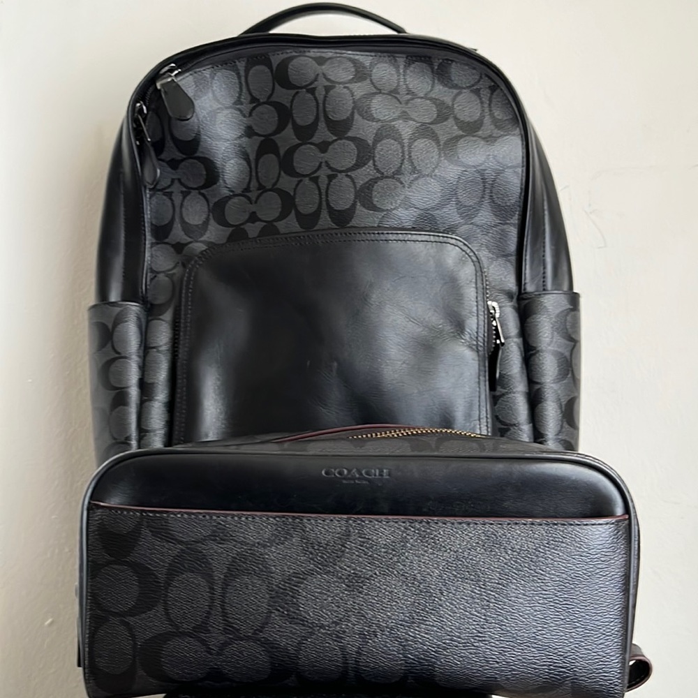 Coach backpack with extra travel kit bag new pre owned